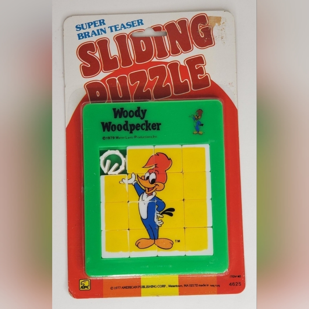 SLIDE Vintage 1977 APC Woody Woodpecker Sliding Puzzle: 4.75 in x 3.75, New